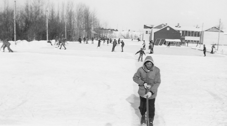 Students play outside Rosary School