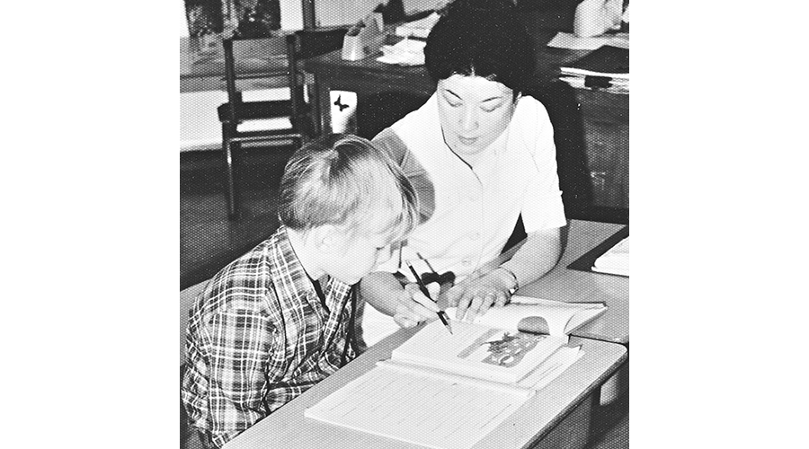 Sister Colleen Young with student