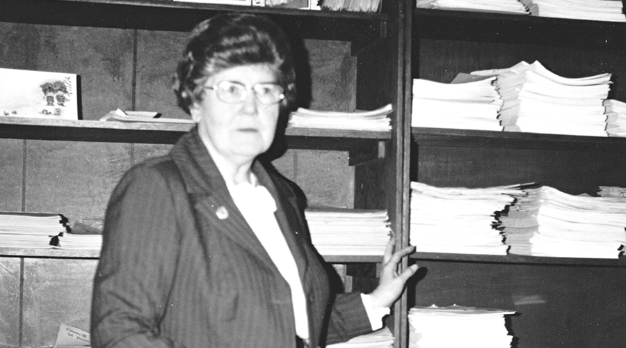 Sister Hearn in Clarenville office