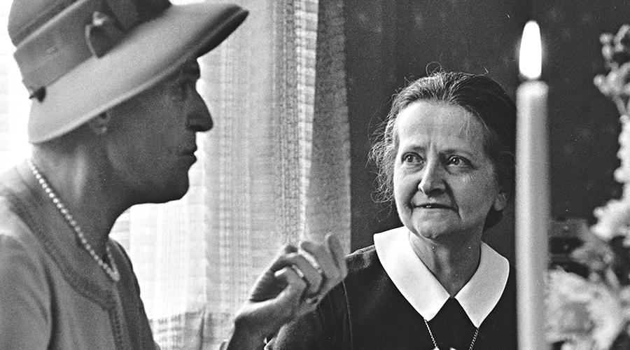 Sister Deland at tea with Pauline Vanier