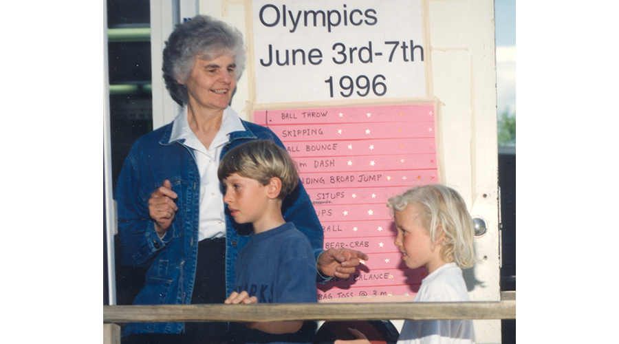 Sister Hartman with students