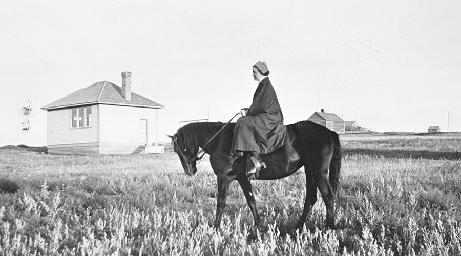 Sister Jackson on horseback