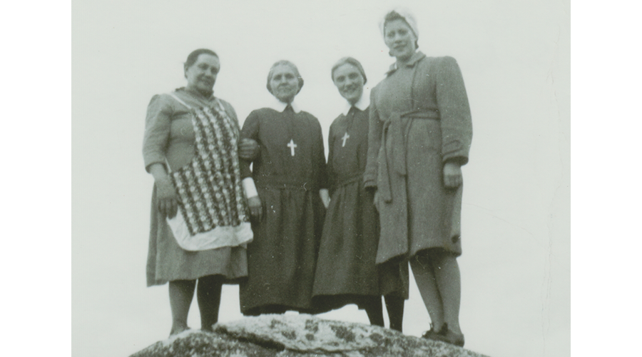 Sisters Paradis and Dwyer with friends