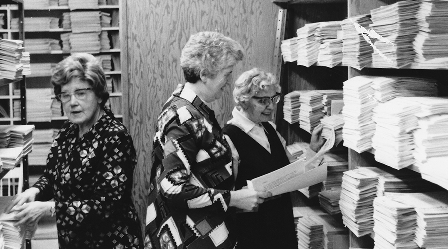 Sisters in Daly Centre storeroom